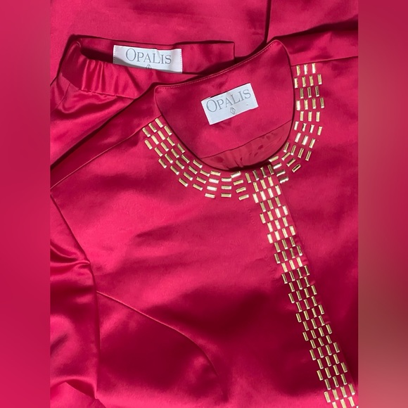 Vintage Red & Gold Formal Skirt Suit Set by Opalis - Picture 8 of 15